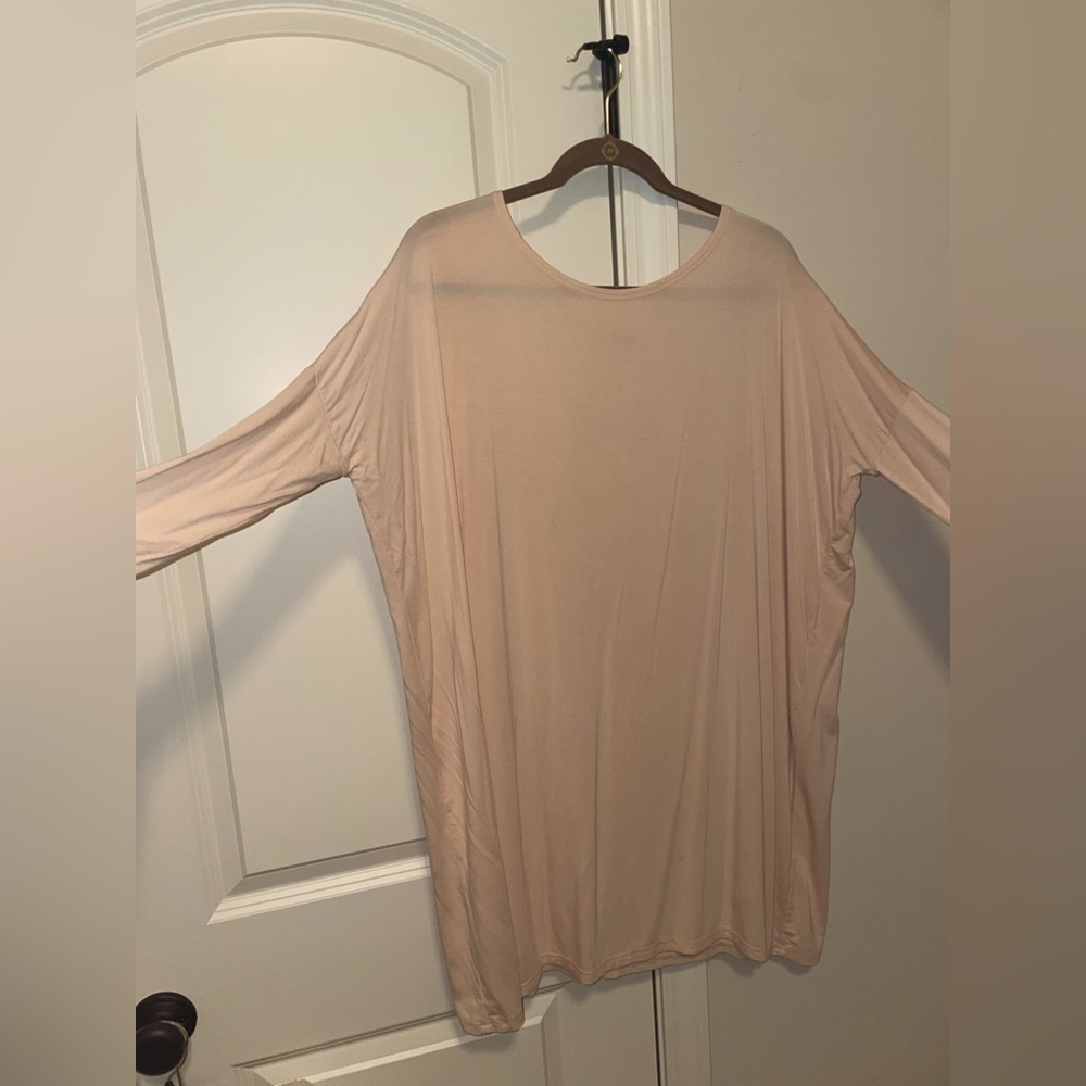 Long sleeve Piko Dress Only worn twice Size Small- pale pale pink/tan color
